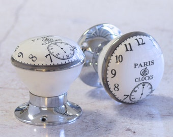 P124 - Paris Clock Ceramic Mortice Door Knobs