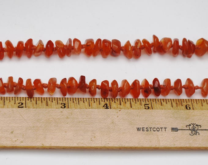 Polished Carnelian Nugget Necklace - Orange gemstone beads - collar necklace