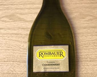 Flattened Wine Bottle Chacuterie Board Rombaur Chardonnay Carneroa Slumped Glass Tray Platter