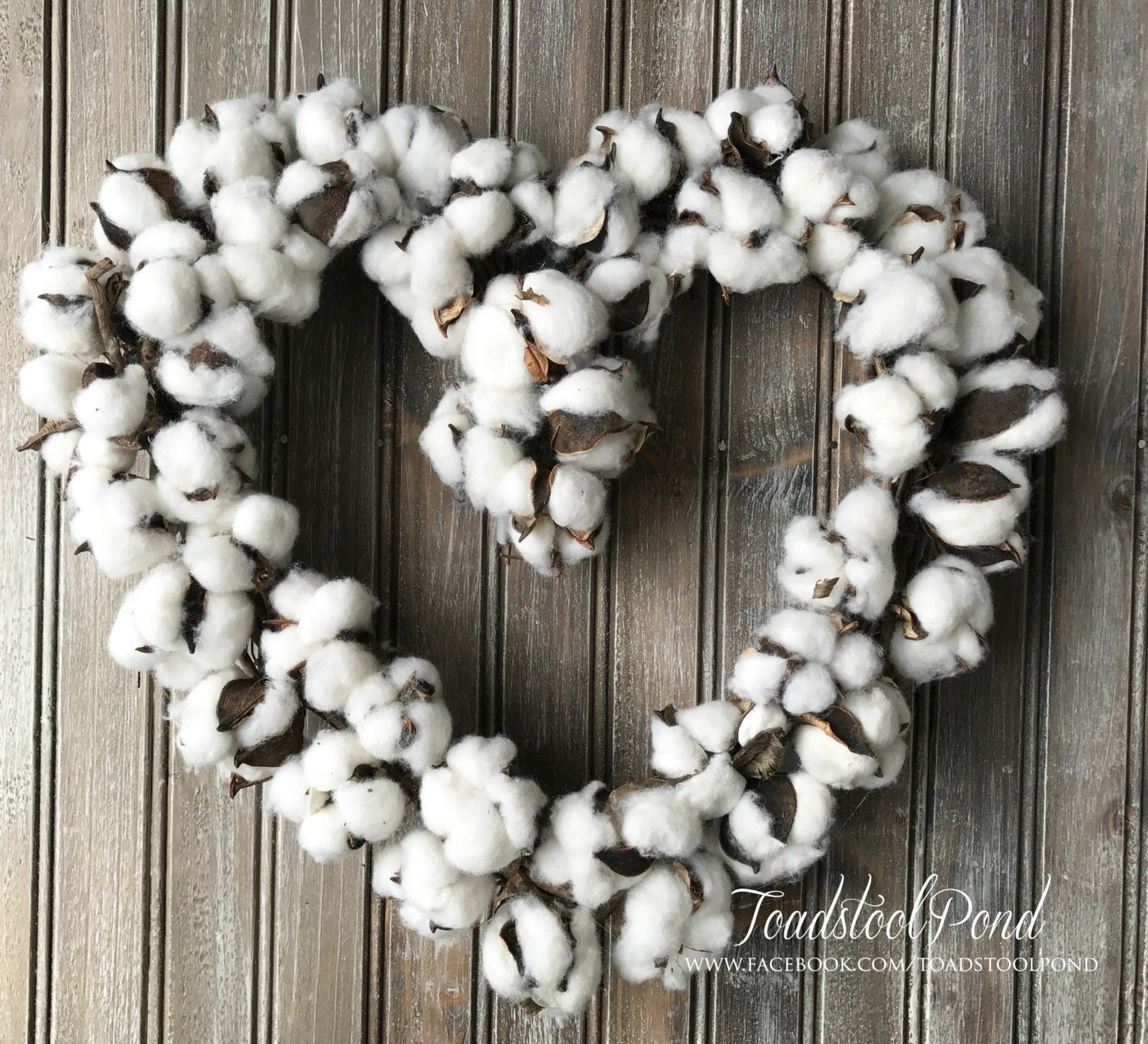 15 Cotton Boll Heart Shaped Wreath Cotton Heart Wreath