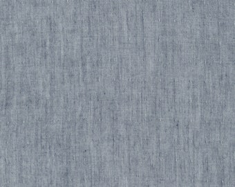 Kaufman Indigo Double Gauze Chambray - lightweight denim cotton double gauze fabric