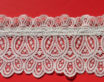Vintage Wide Ruffled Lace Trim by the Yard, 5 inch Drawstring Gathered Romantic Shabby Chic Lace Trim Yardage BTY, 5 inch