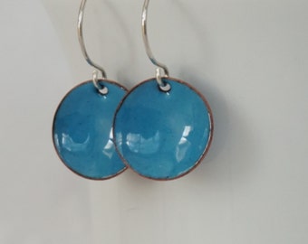 Teal Blue Enamel Earrings - Aqua - Enamel Jewelry