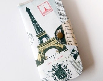 Long Passport Wallet, Passport Holder, Boarding Pass Case - Vintage Postcard