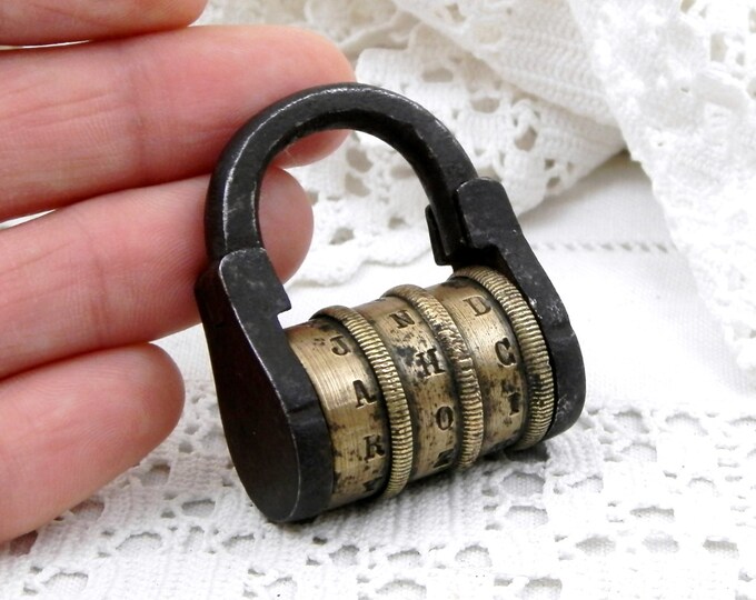 Antique Working French Brass and Iron Combination Padlock Combination AHC, Collectible, Steam Punk, Vintage, Cabinet of Curiosities, Home