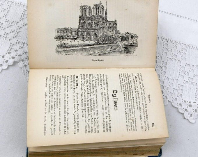 Collectible Rare Antique French 1899 Pocket Street Guide to Paris by Conty with Numerous Small Maps, Illustrations, Advertising, Parisian