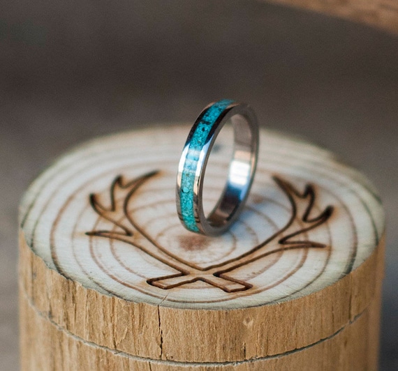Womens Wedding Band Turquoise Stacking Ring Staghead Designs