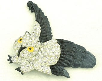 Geissman Screech Owl Brooch Vintage 1930s Coro Unsigned Hard to Find! ~ Lot 1403