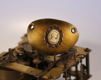 steampunk leather eye patch , cameo
