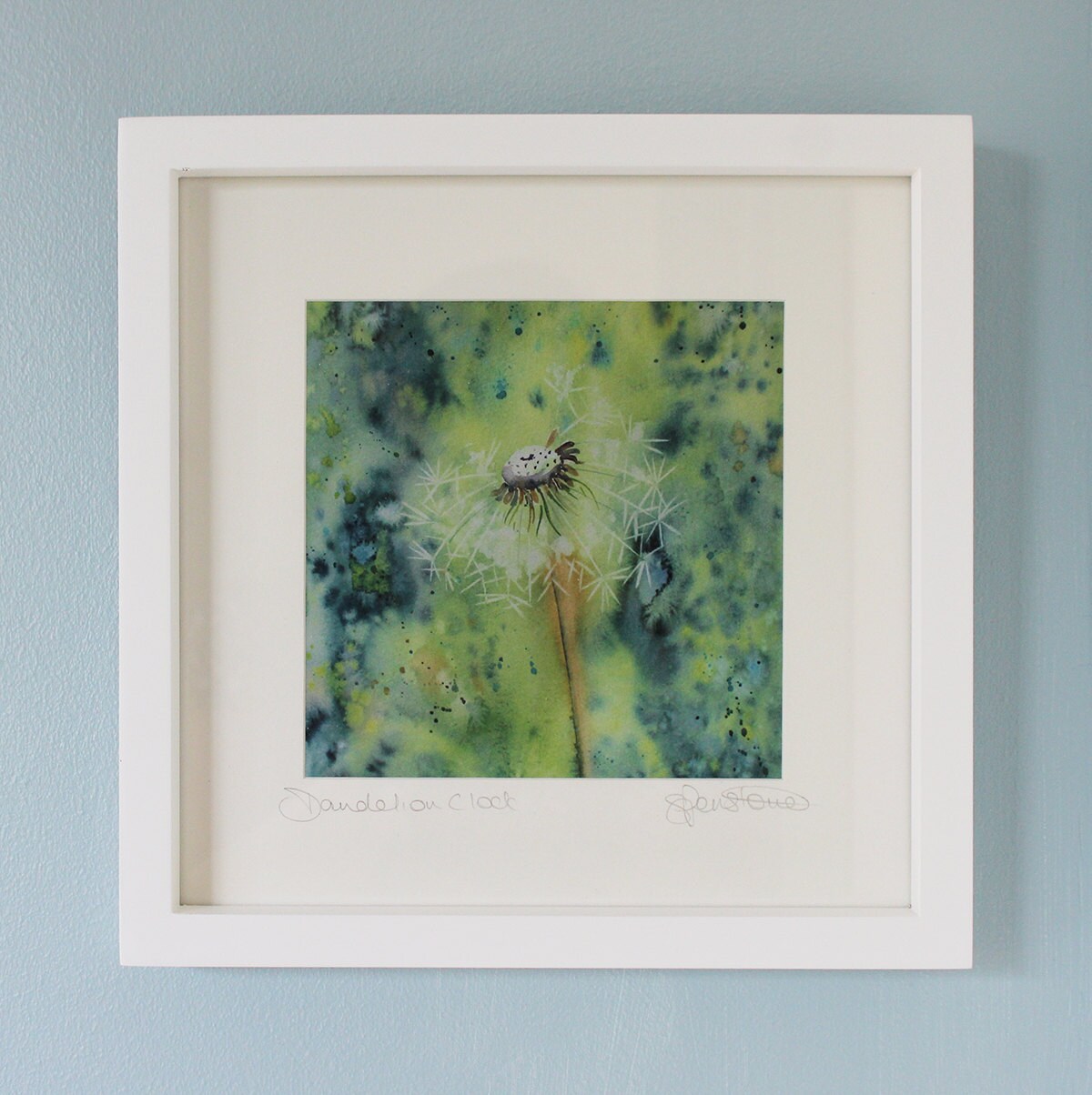 Framed print of Dandelion clock from an original watercolour