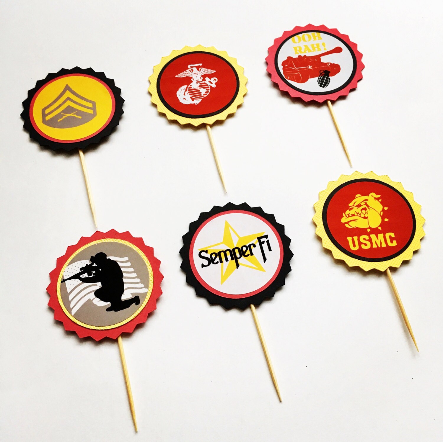 USMC MARINE CORPS Theme Cupcake Toppers