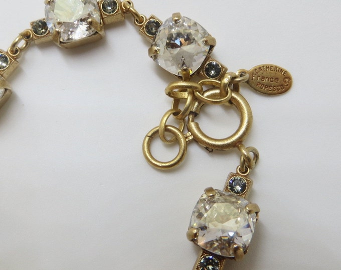 Catherine Popesco Crystal Bracelet, Matte Gold, Faceted Swarovski Crystal Stones, Made in France