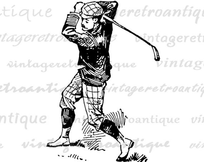 Antiue Golfer Digital Image Download Collage Sheet Golf Printable Graphic Jpg Png Eps HQ 300dpi No.3720