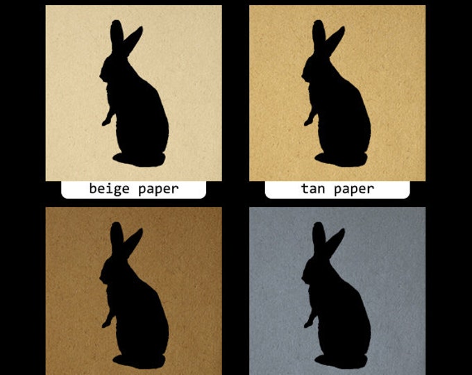 Rabbit Silhouette Digital Printable Graphic Bunny Illustration Image Download Antique Clip Art Jpg Png Eps HQ 300dpi No.3381