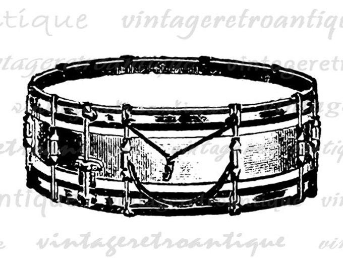 Printable Digital Snare Drum Graphic Illustration Download Music Image Vintage Clip Art Jpg Png Eps HQ 300dpi No.1190