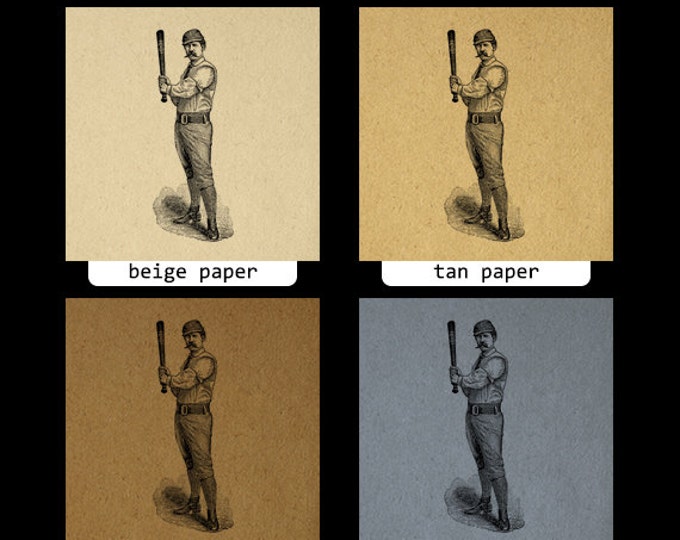 Printable Graphic Antique Baseball Player Image Sports Download Digital Vintage Clip Art Jpg Png Eps HQ 300dpi No.4155