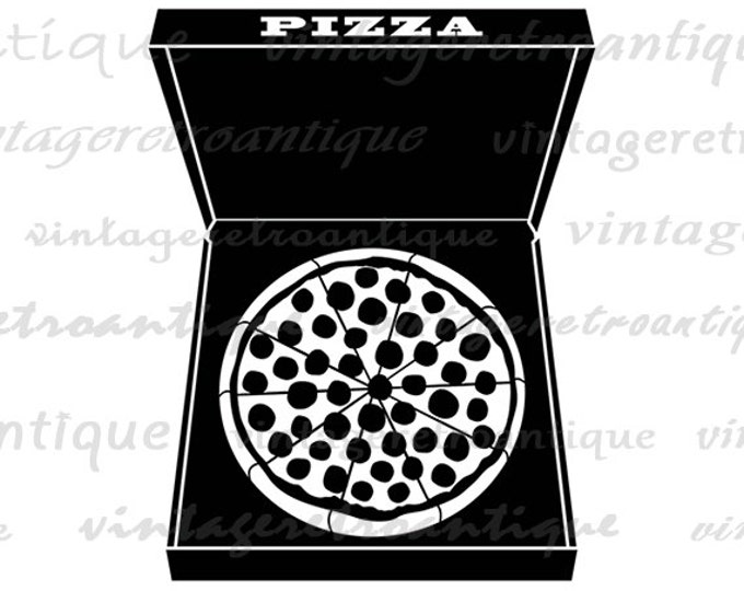 Pizza Image Digital Graphic Pizza Box Download Printable Artwork Antique Clip Art Jpg Png Eps HQ 300dpi No.4437