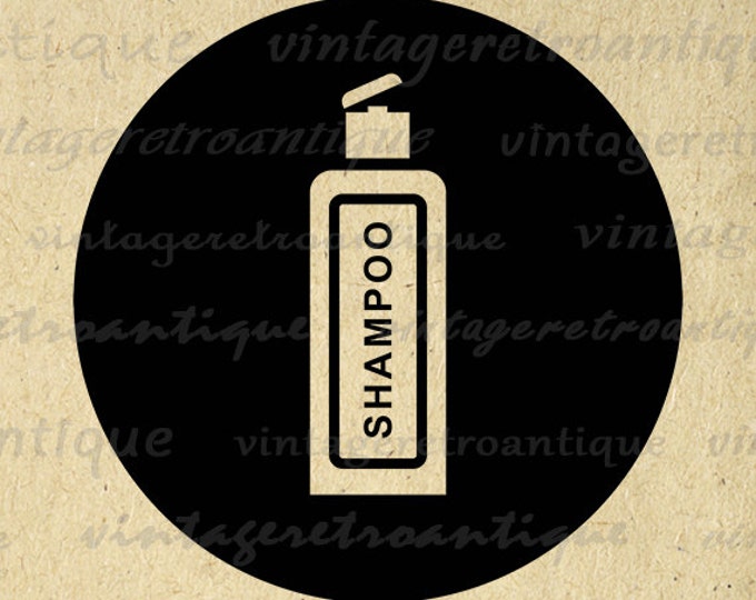 Digital Graphic Shampoo Bottle Image Hairdesser Salon Barber Printable Download Vintage Clip Art Jpg Png Eps HQ 300dpi No.4415