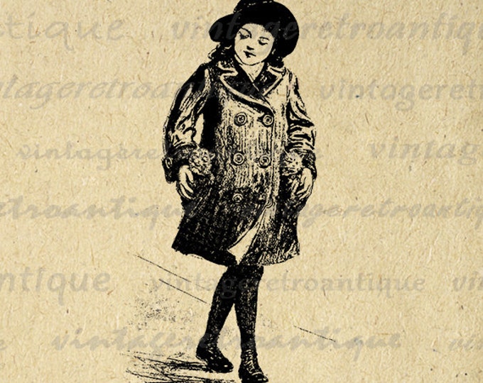 Printable Digital Old Fashioned Girl with Kittens in Her Pockets Image Cat Graphic Download Antique Clip Art HQ 300dpi No.3519