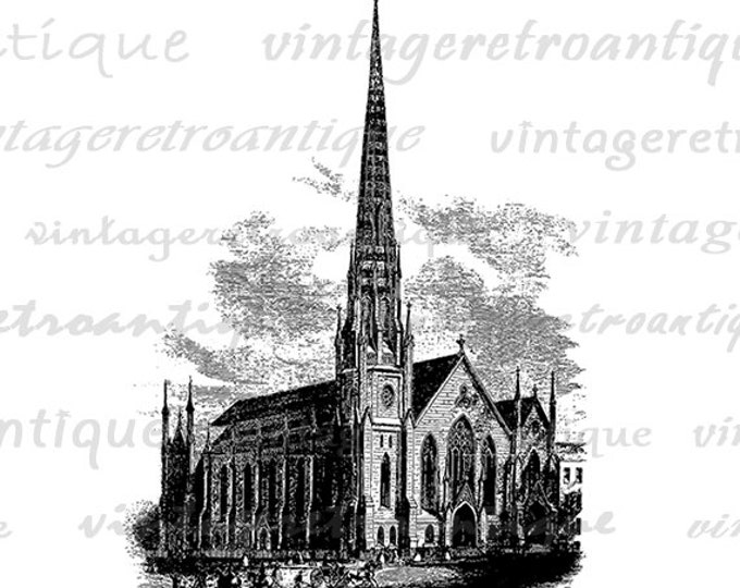 Printable Graphic Antique Church Image Digital Download Artwork Vintage Clip Art for Transfers Making Prints etc HQ 300dpi No.2944