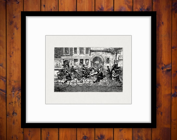 Printable Image Antique Bicyclists Graphic Bicycle Digital Download Vintage Clip Art for Transfers Making Prints etc HQ 300dpi No.2949