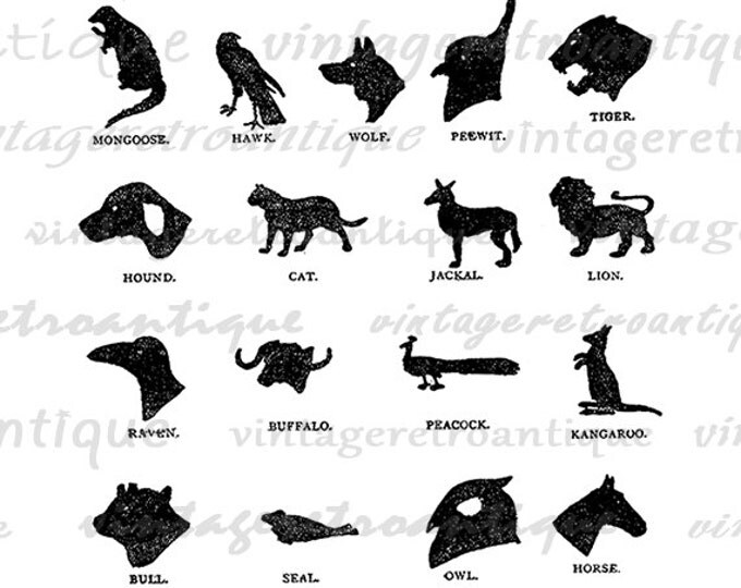 Animal Silhouettes Image Graphic Digital Collage Sheet Printable Download Vintage Clip Art Jpg Png Eps HQ 300dpi No.998