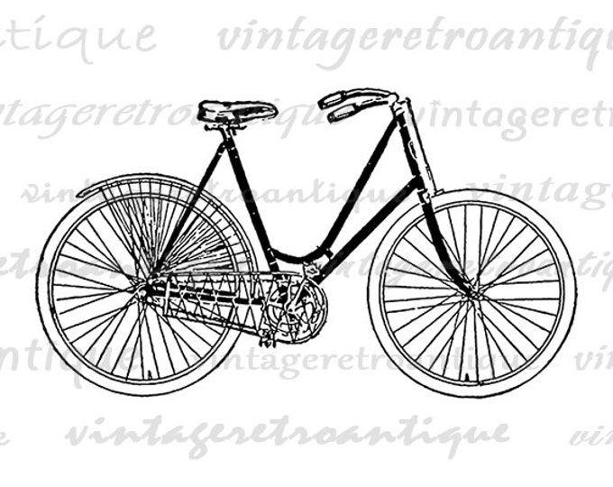 Printable Graphic Antique Bicycle Digital Vintage Bike Image Download Illustration Clip Art Jpg Png Eps HQ 300dpi No.4050