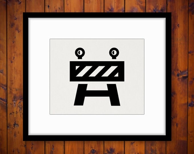 Printable Graphic Roadblock Image Construction Icon Download Digital Vintage Clip Art Jpg Png Eps HQ 300dpi No.4347