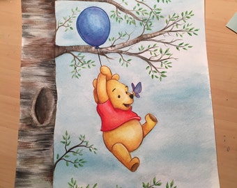 Pooh watercolor | Etsy