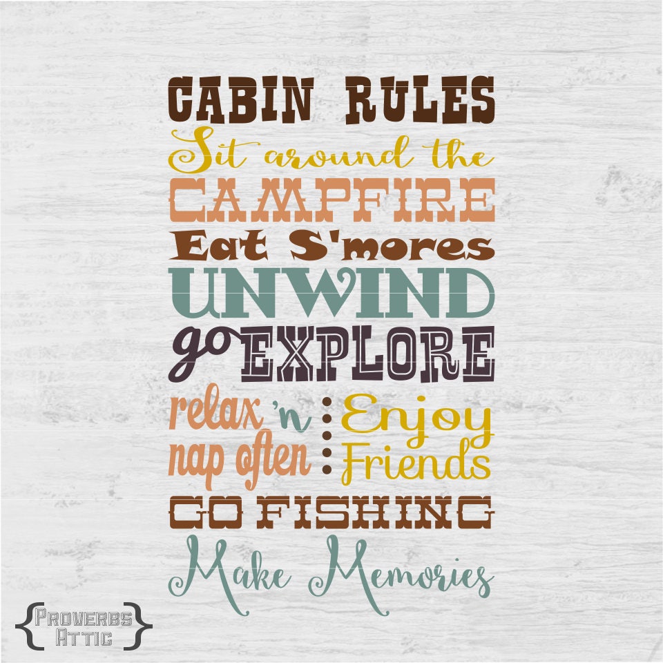 Download CABIN RULES campground camp camping vacation sign vinyl art