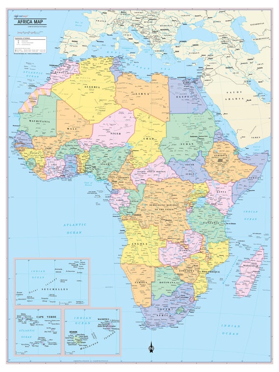 AFRICA Continent Map Wall Poster 2018