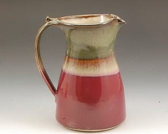 Pottery Pitcher Handmade Cranberry Red and Brown Stoneware by Mark Hudak