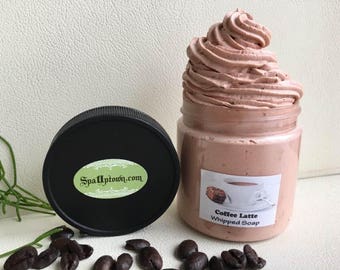 SALE COFFEE LATTE- Deluxe Whipped Soap In A Jar-Handmade by Spa Uptown-Vegan