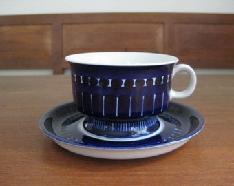 ARABIA of Finland - VALENCIA - Tea Cup with Saucer - Ulla Procopé - midnightblue