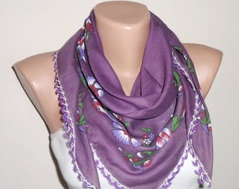 purple scarf green white cotton scarf turkish scarf yemeni scarf womans scarves fashion scarf gift for her oya scarf