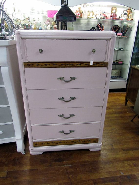 Tall pink Dresser art deco waterfall style