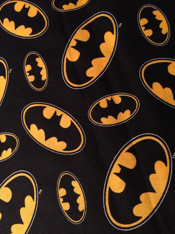 Batman Logo Fabric DC Comics High Quality 100 Cotton Fabric FQ or Yardage from PinkysCotton