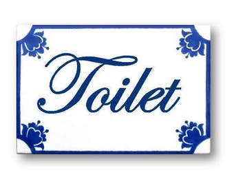 Ceramic toilet sign, Restroom sign, Bathroom sign, Toilet door sign, Bathroom decor