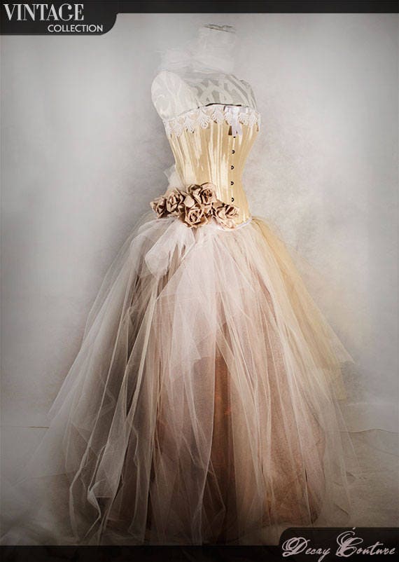 CHAMPAGNE WEDDING GOWN vintage wedding dress with victorian