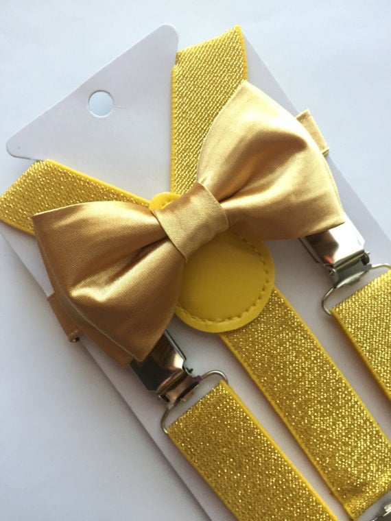 Gold bow tie and Glitter Gold Suspenders set. /Adults/ Kids