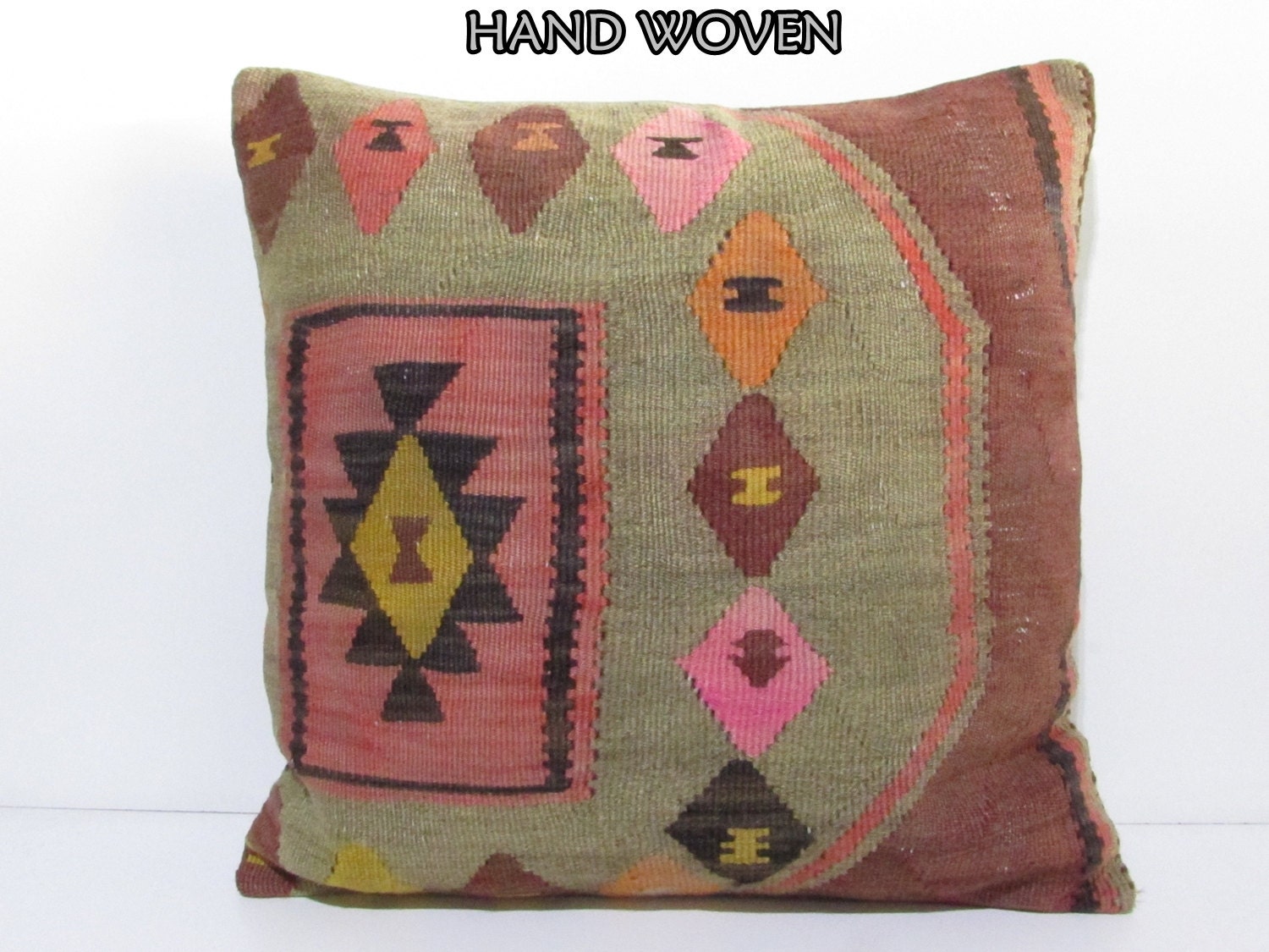 kilim pillow 24x24 large pillow kilim big by DECOLICKILIMPILLOWS