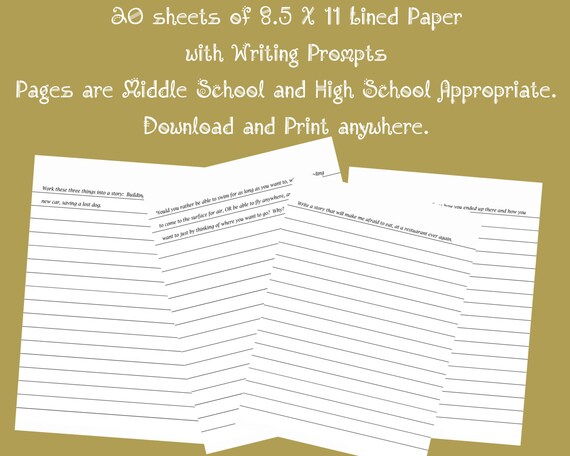 Writing prompts on lined paper picture