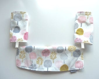 Organic Cotton Ergo Adapt carrier bib/cover and a pair of drool pads set-Pink Forest