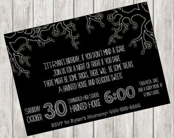 Halloween Haunted House Birthday Party Invitation
