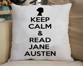 Keep Calm Read Jane Austen Throw Pillow Gift