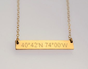 Latitude Longitude Necklace | Longitude Latitude Necklace | Longitude | Latitude Necklace | Gold | Rose Gold | Silver