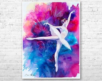 Colorful Feathers watercolor painting print by Slaveika