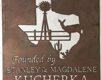 2 ft Custom metal sign with TEXAS SCENE