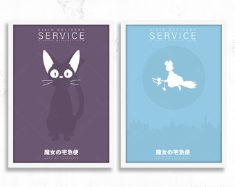 Kiki's Delivery Service - Kiki and Jiji Set - Movie Poster Print