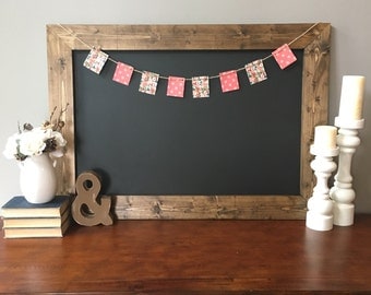 Extra large magnetic chalkboard - 28x40 - with rustic wood frame